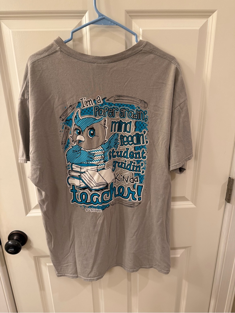 Women’s Girlie Girl Originals Graphic Teacher T-Shirt with Teal Accents Size XL